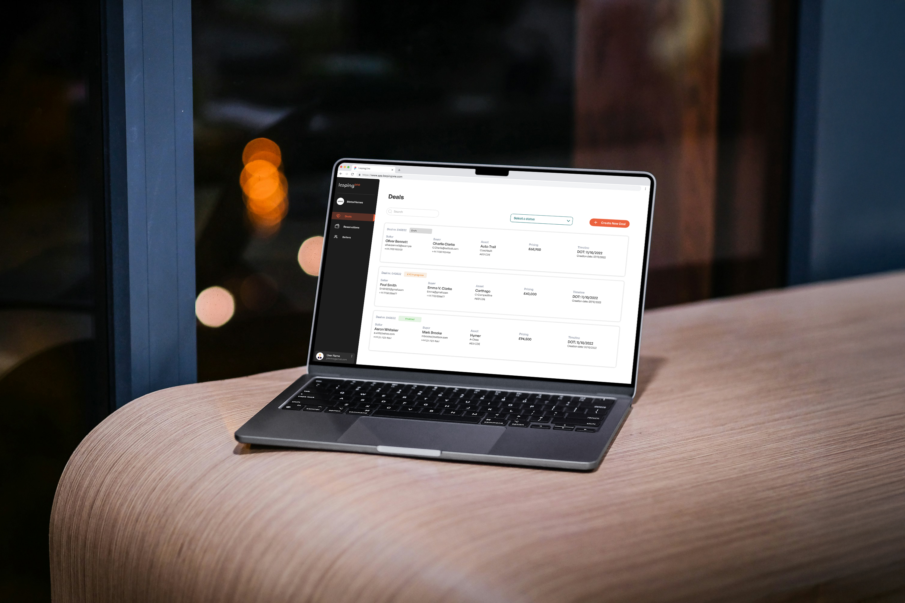 Dashboard mockup