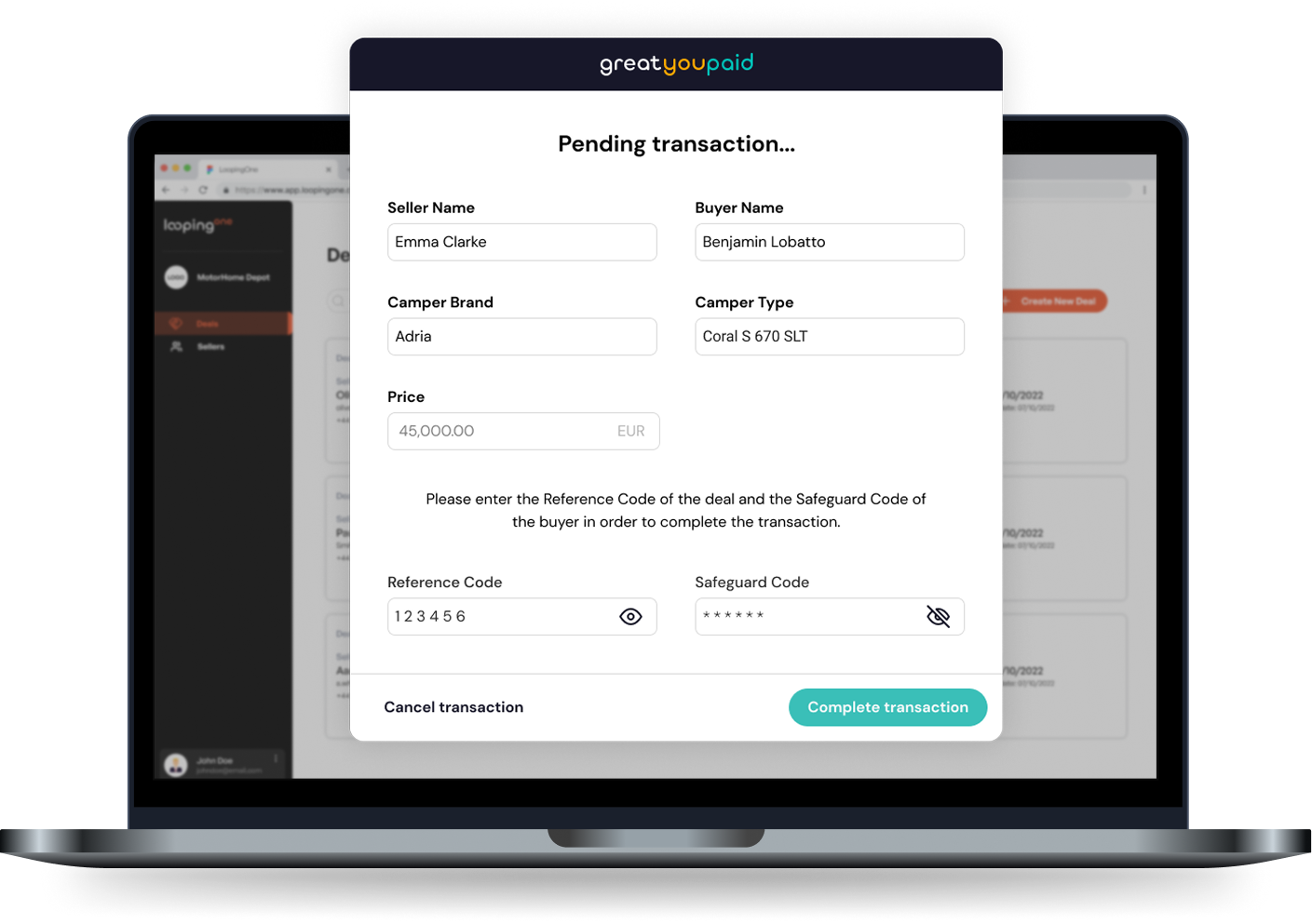 Dashboard mockup
