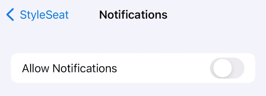 StyleSeat Notification ON