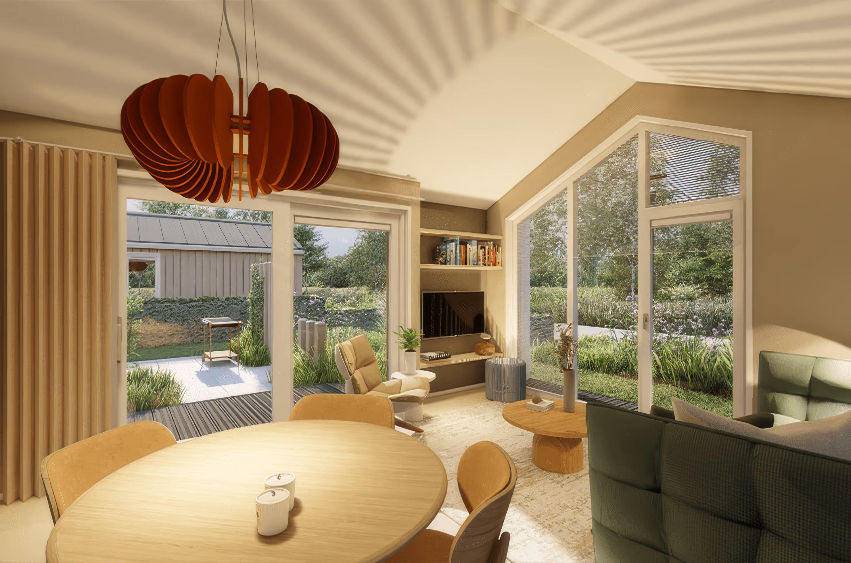 Interieurfoto van de luxe boslodge.