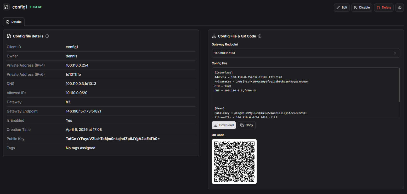Sample Client Config