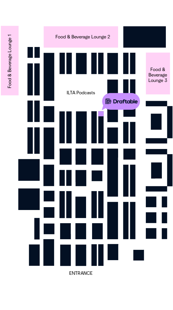 Show floor map with Draftable booth 656 highlighted