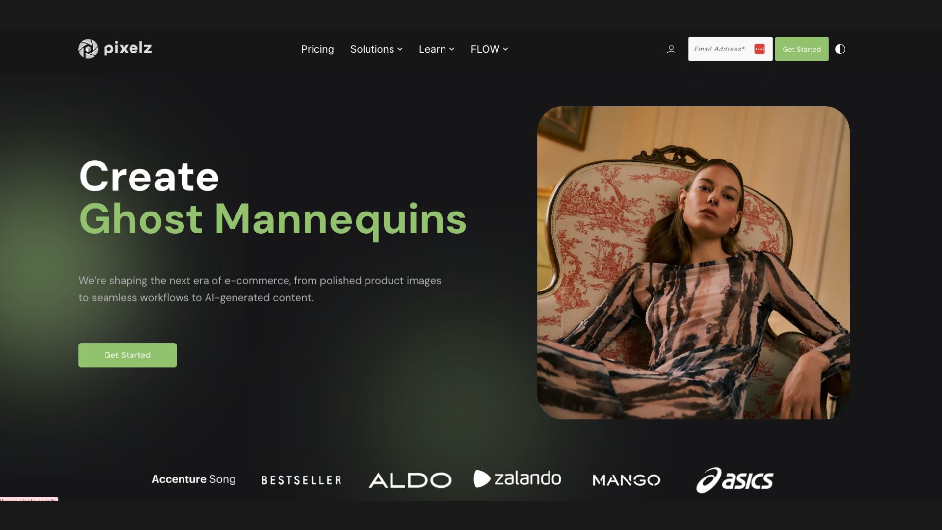 pixelz home page screenshot