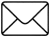 White envelope icon with black outline on transparent background.
