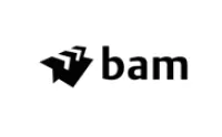 Bam logo featuring stylized angular shapes next to the word 'bam'.