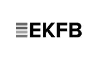 EKFB company logo with three horizontal gray lines to the left of the bold black letters EKFB.