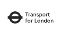 Transport for London logo with a circular symbol and horizontal bar next to the text.