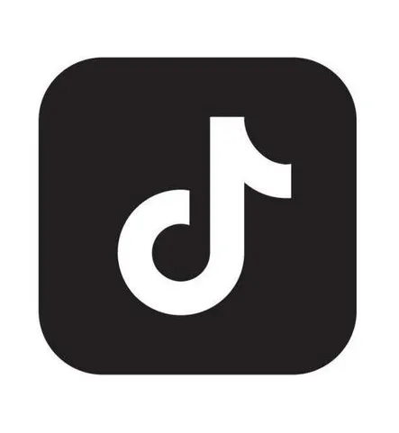 TikTok app icon with a stylized musical note on a black rounded square background.