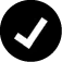White checkmark inside a black circle.