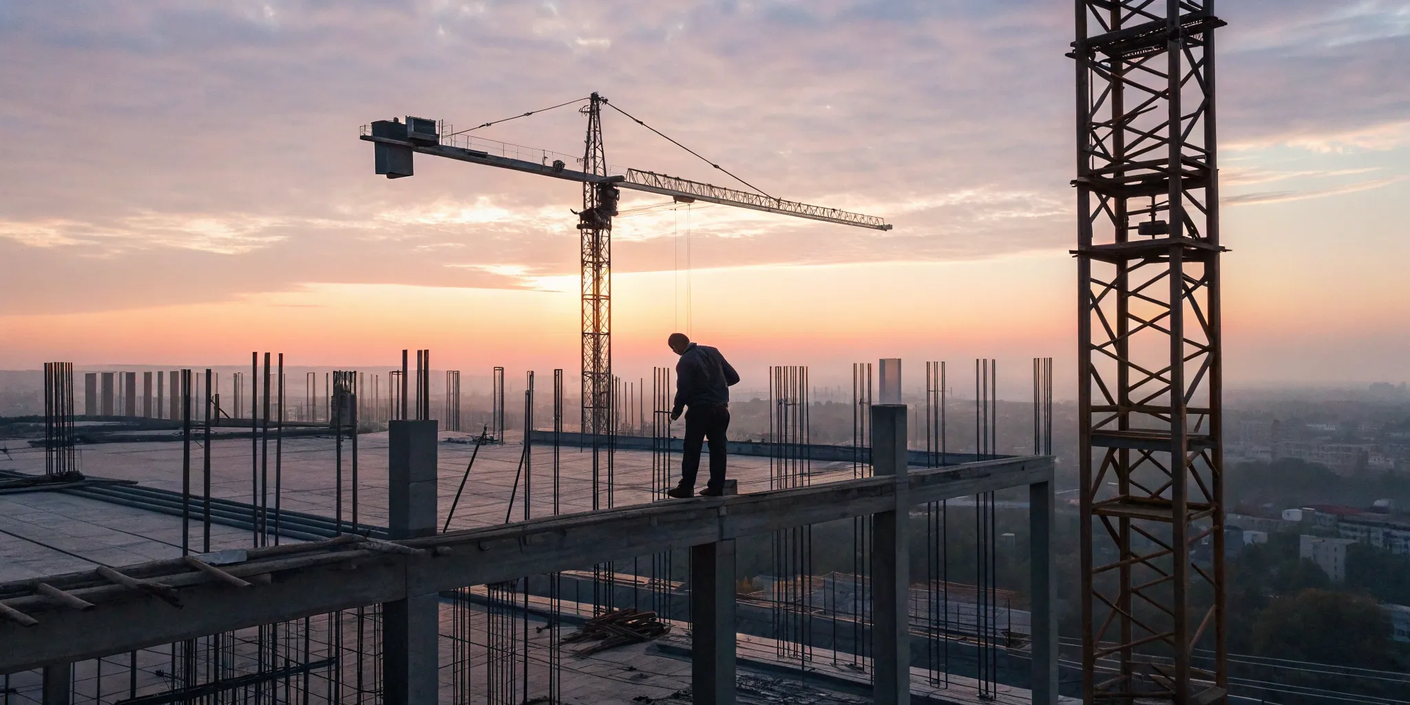 Construction worker managing early project alerts.
