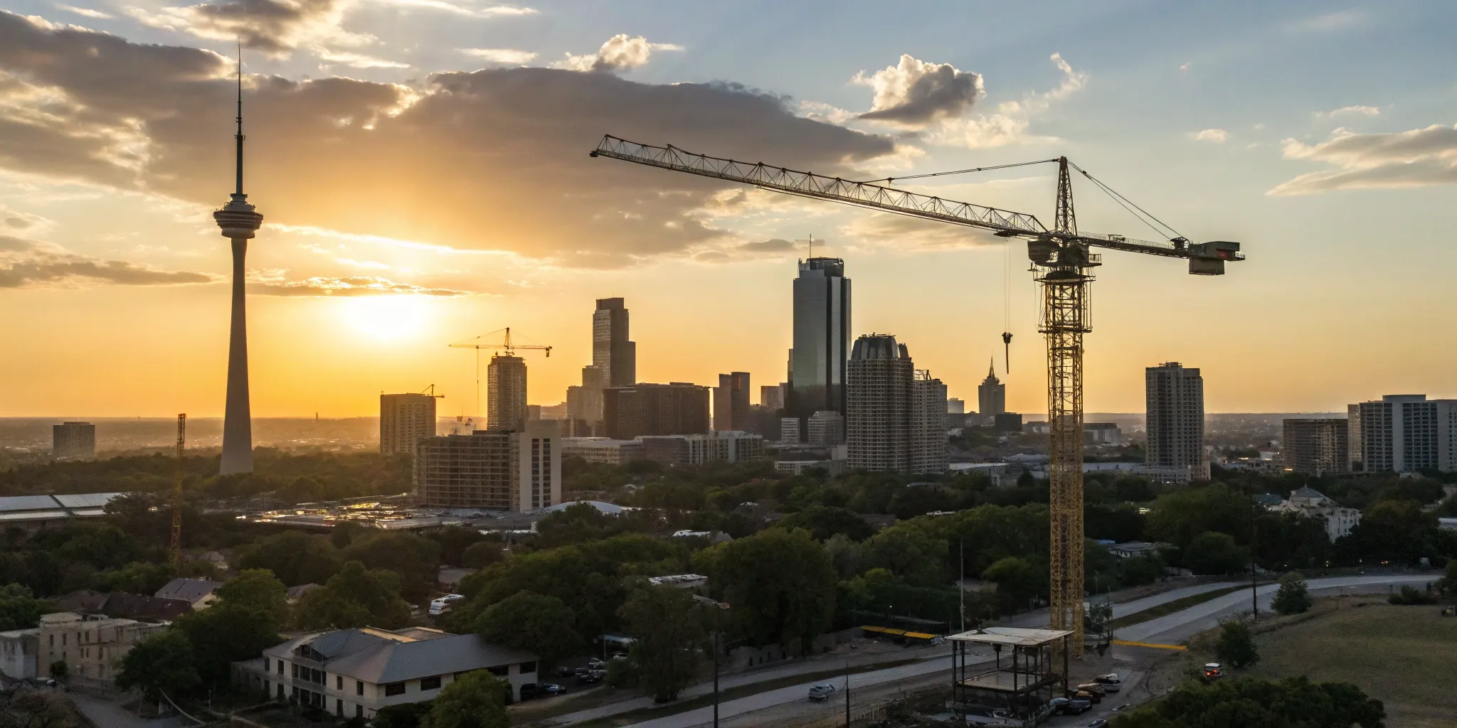 San Antonio skyline at sunset.