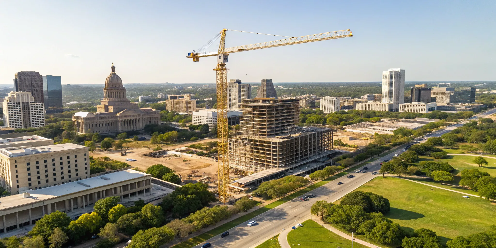Downtown Austin construction site, a project found in the Texas building permits database.