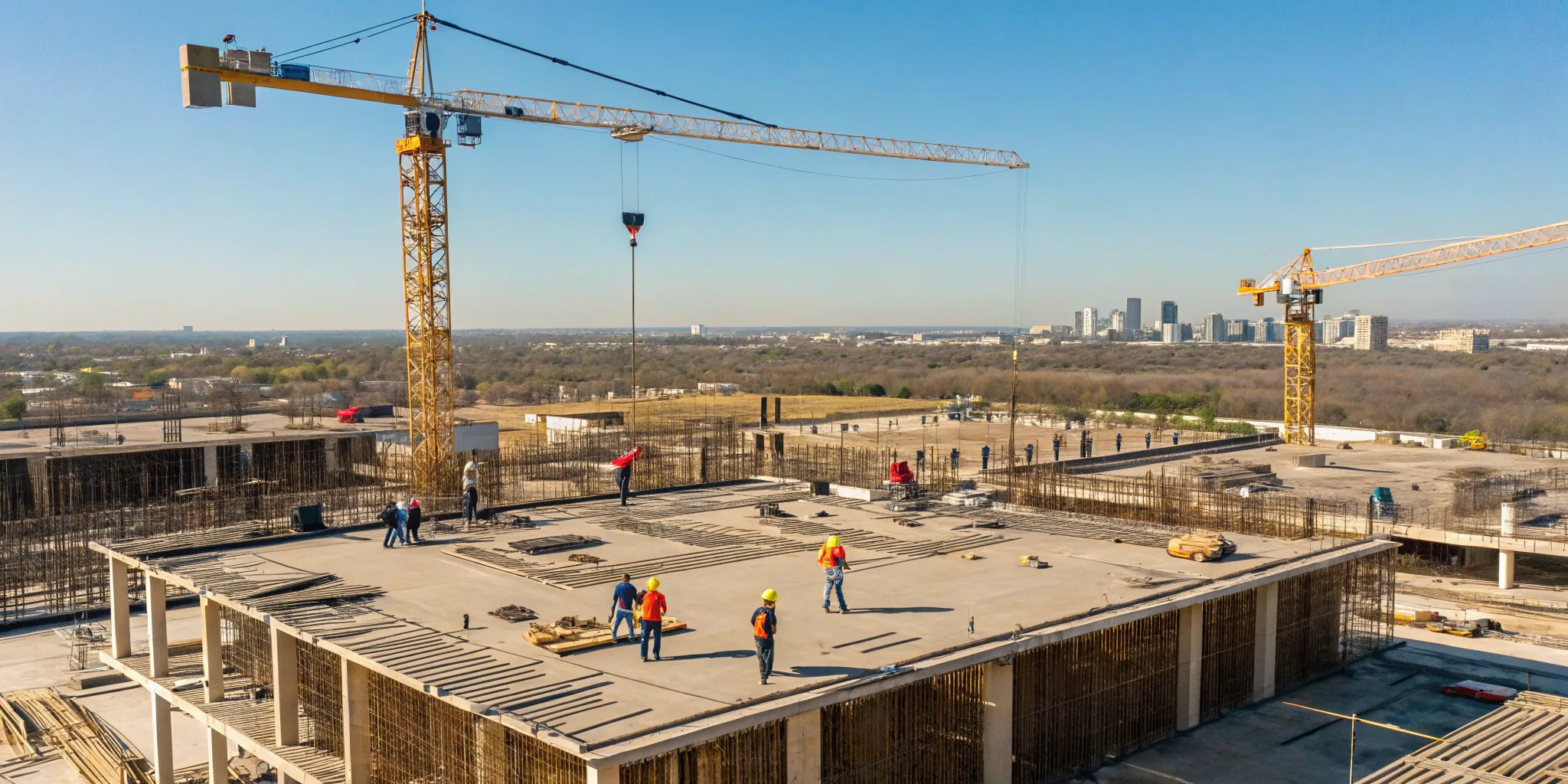 Contractors using competitive intelligence on a construction site to win more work.