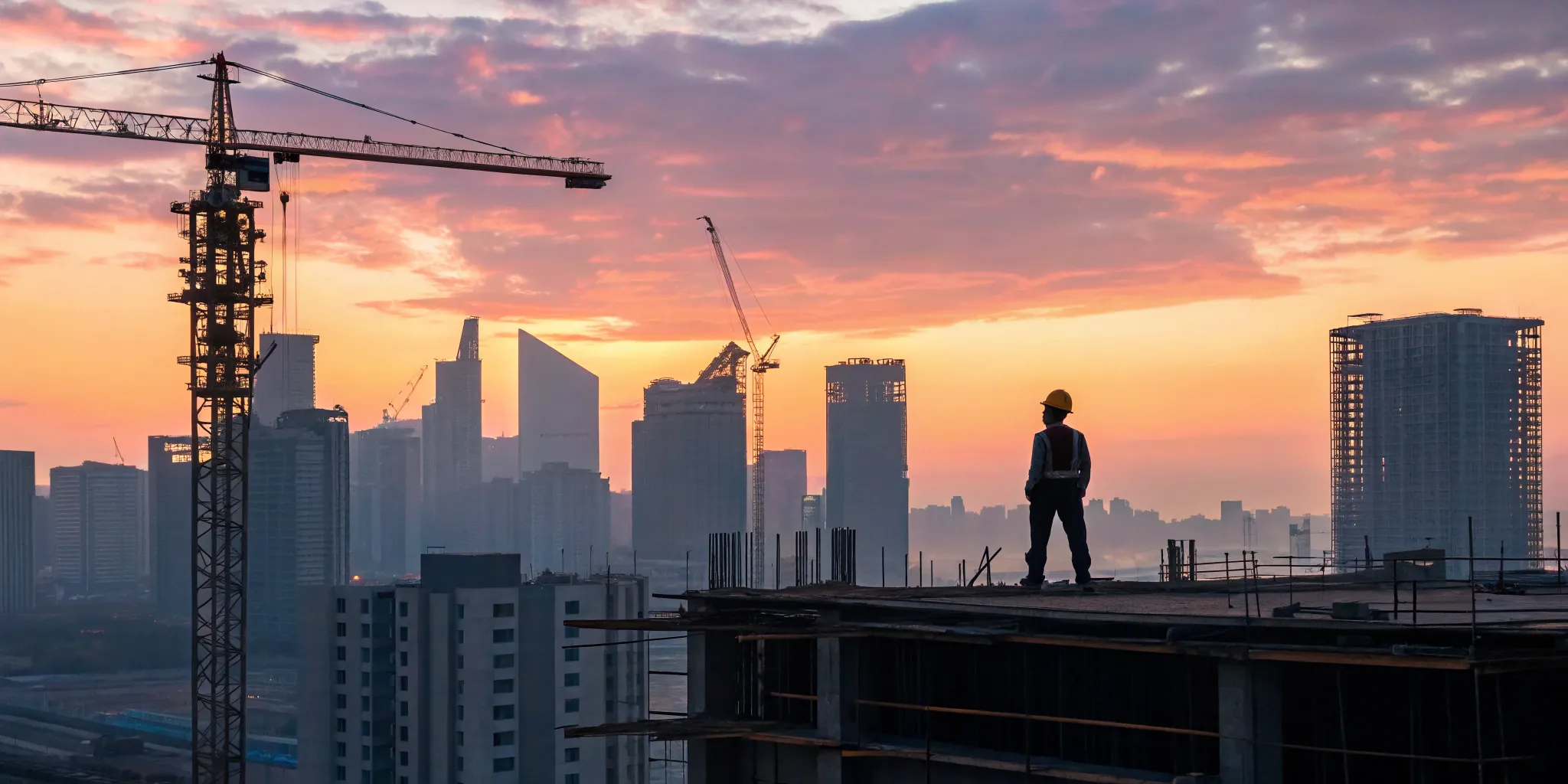 A multi-family construction site at sunrise, a source for quality project leads.