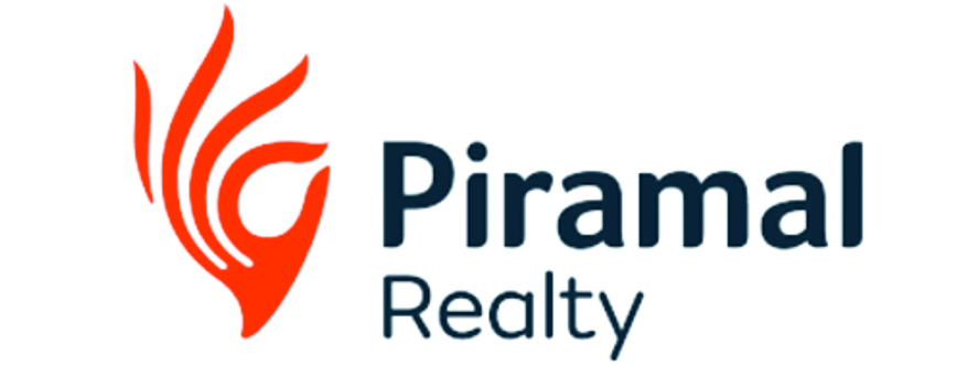 An orange stylized hand logo is displayed alongside the dark-grey text "Piramal Realty".