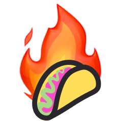 A flaming taco illustration with bright colors