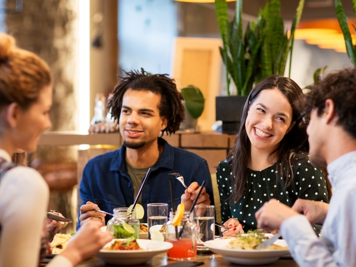 Friends enjoying a meal out
