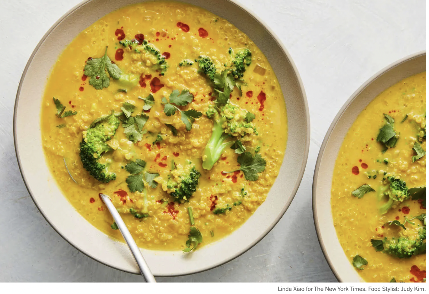 Broccoli-Quinoa Soup with Turmeric and Ginger