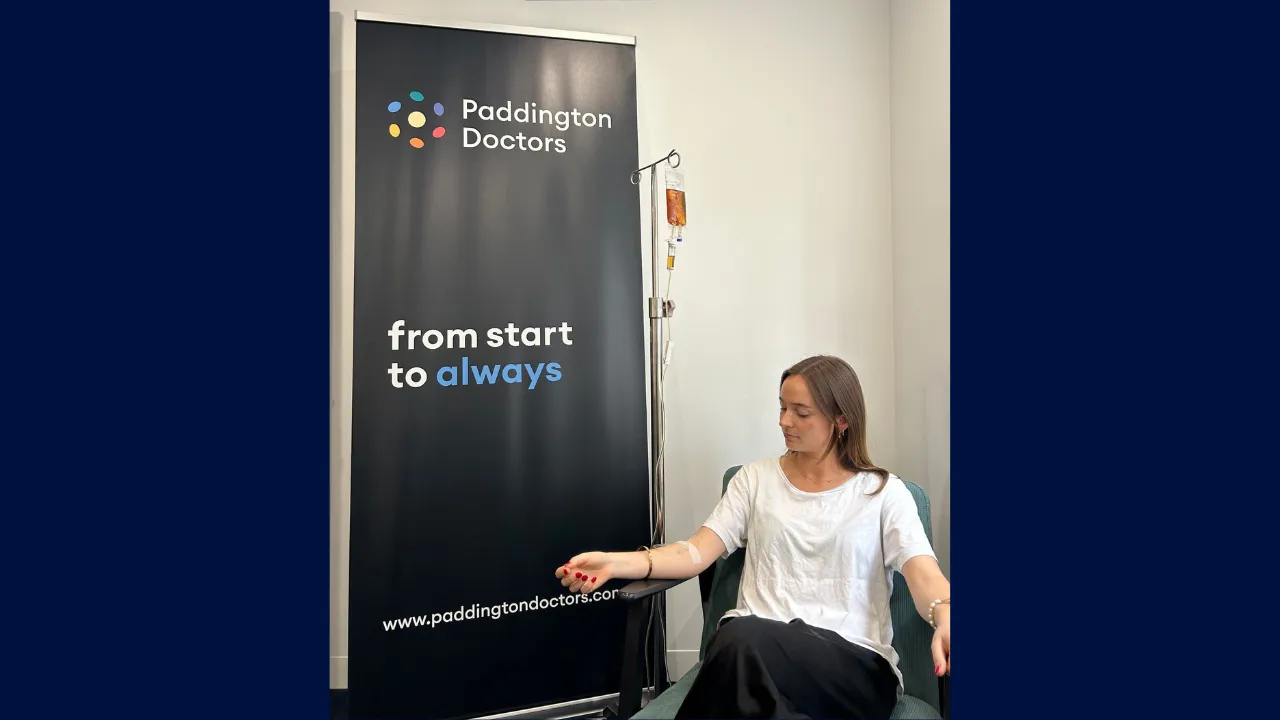 Woman getting iron infusions in Paddington Doctors