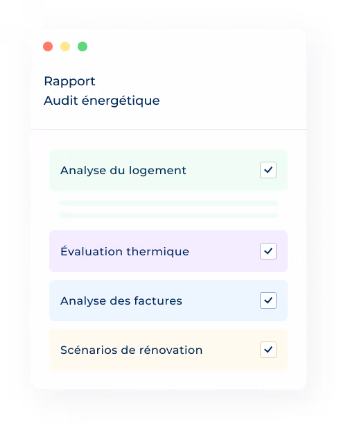 Représentation de ce que pourrait être un rapport d'audit énergétique.