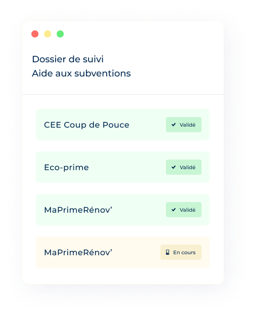 Représentation de ce que pourrait être un logiciel de suivi de demande de subventions.