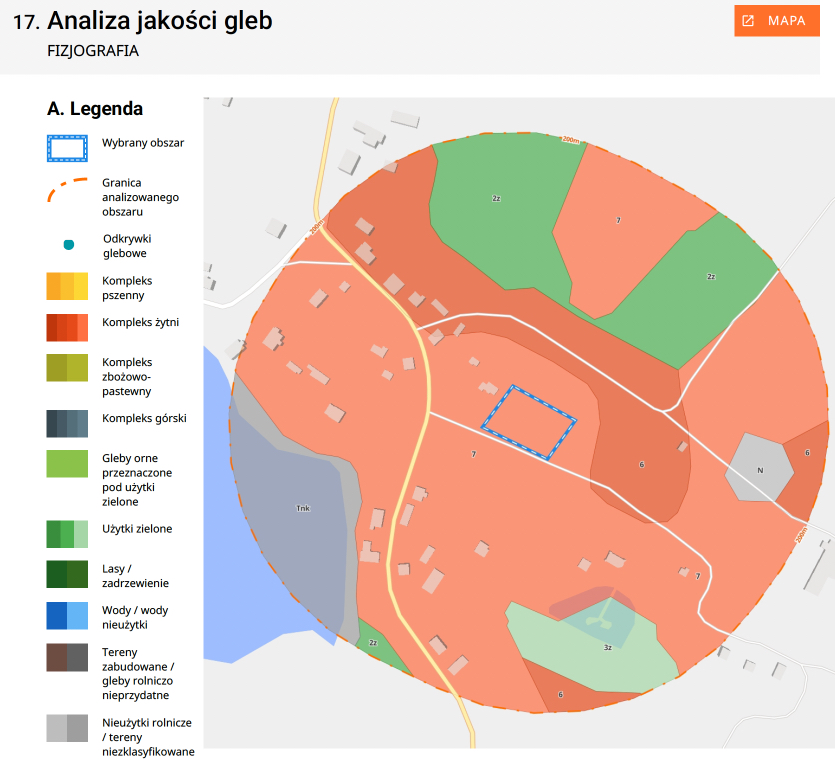 Analiza jakości gleb - fragment przykładowego Raportu o Działce