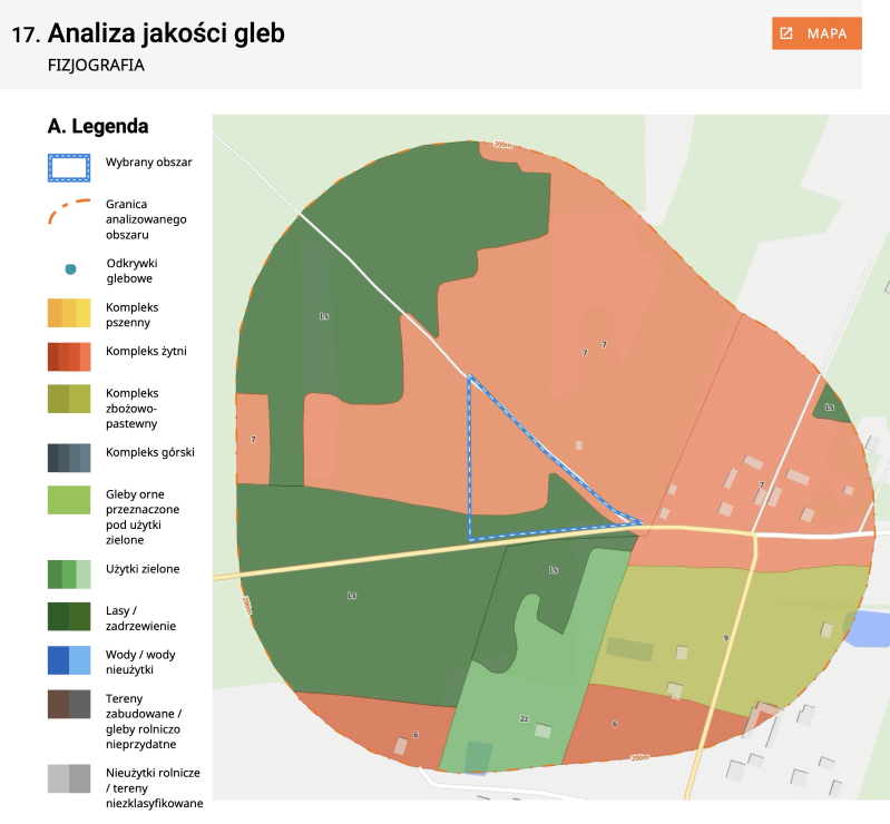 Analiza jakości gleb - fragment Raportu o Działce - Dzialki360.pl