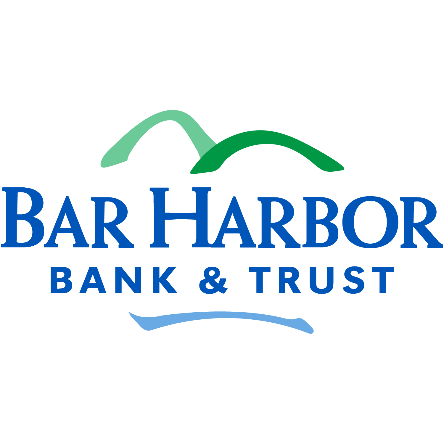 Bar Harbor Bank & Trust logo with blue and green curved design