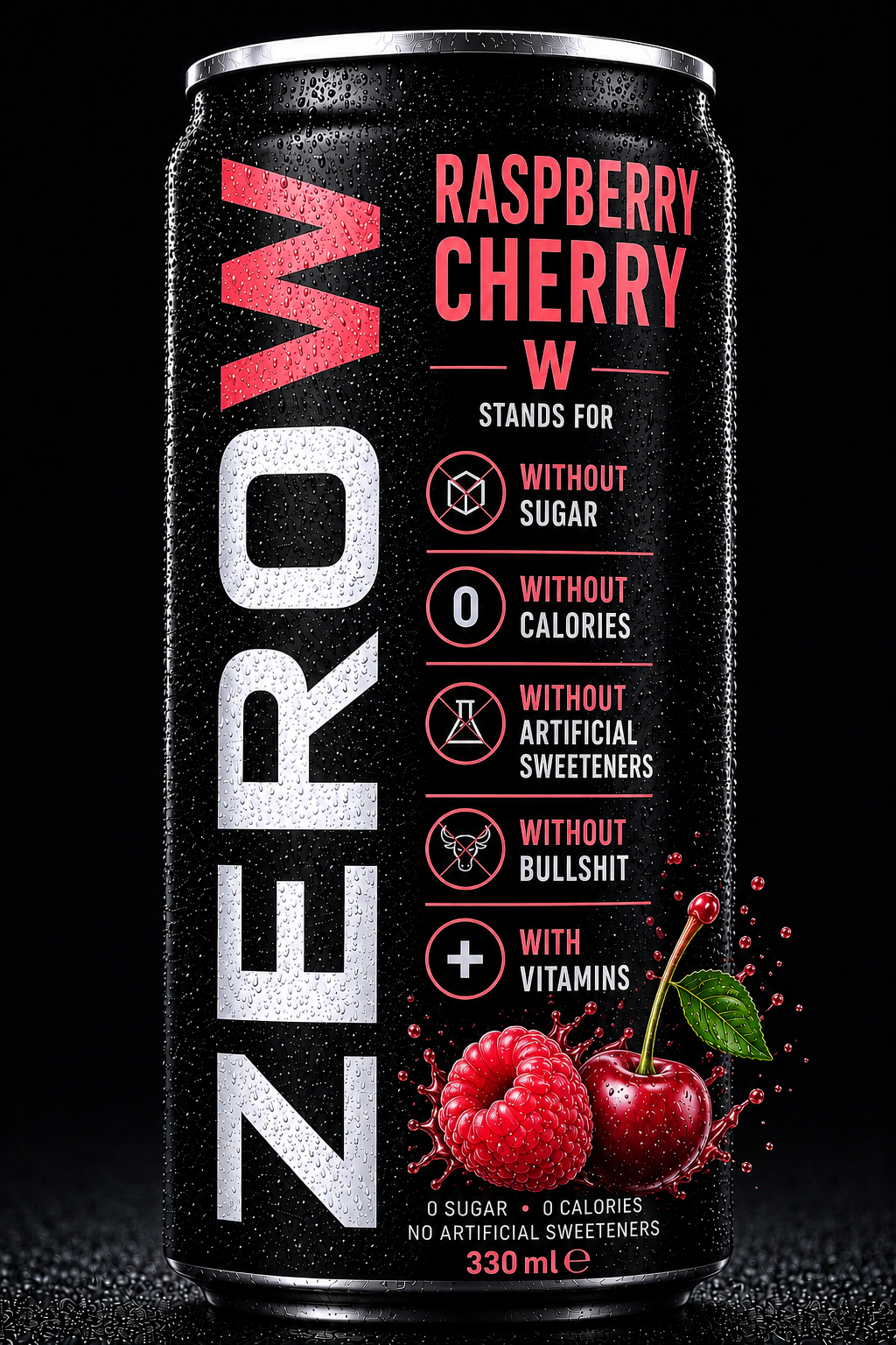 ZEROW Raspberry–Cherry Dose mit Himbeere und Kirsche