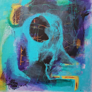 Acrylic pour paintings by Jean Best black and white abstract art