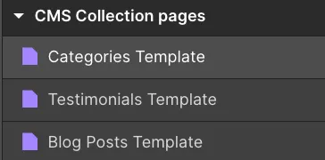 Template Seiten in Webflow