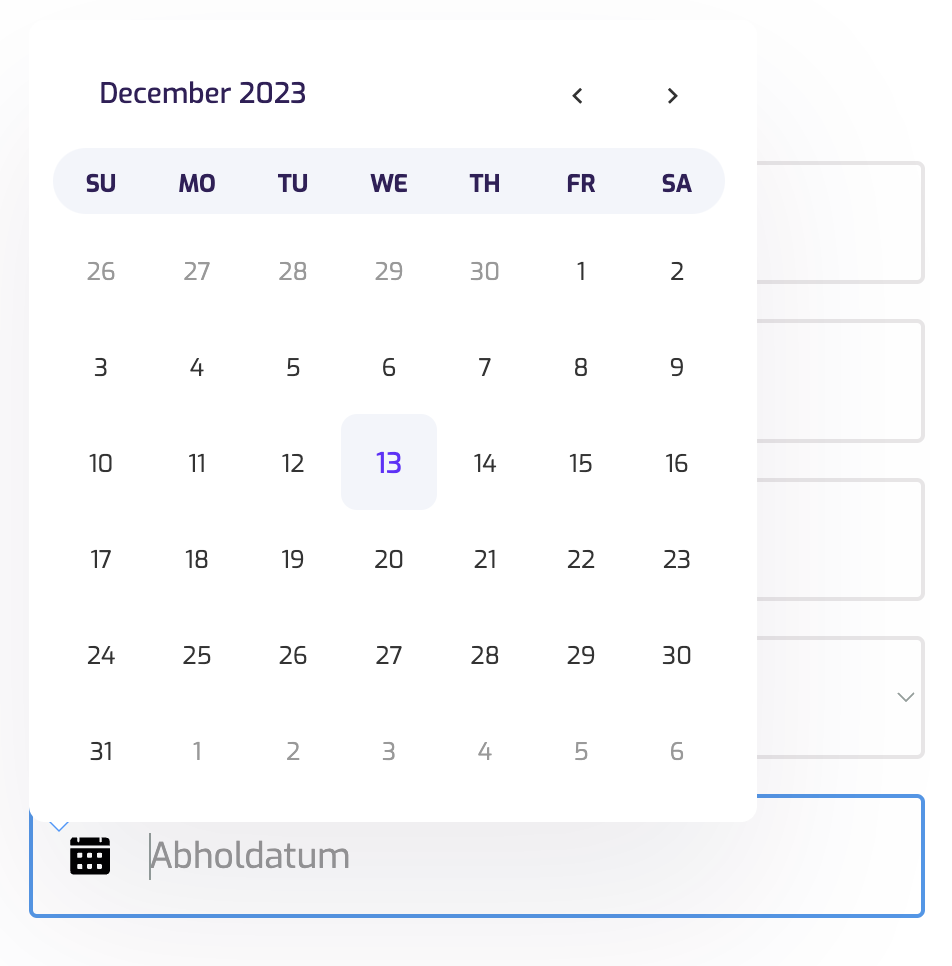 Datepicker Endergebnis