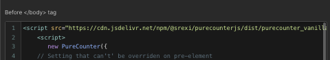 PureCounter Code in Webflow