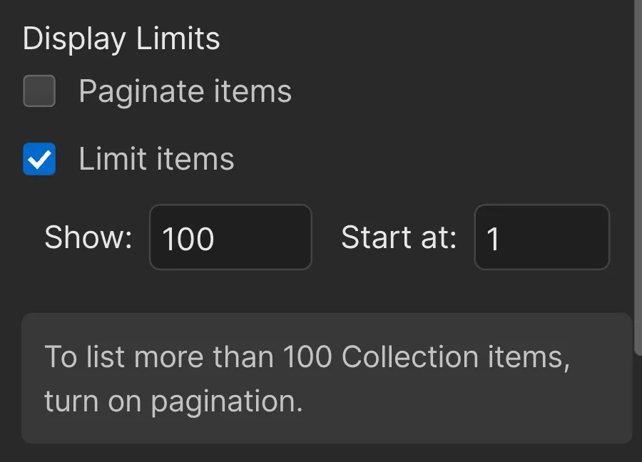 Collection List Settings