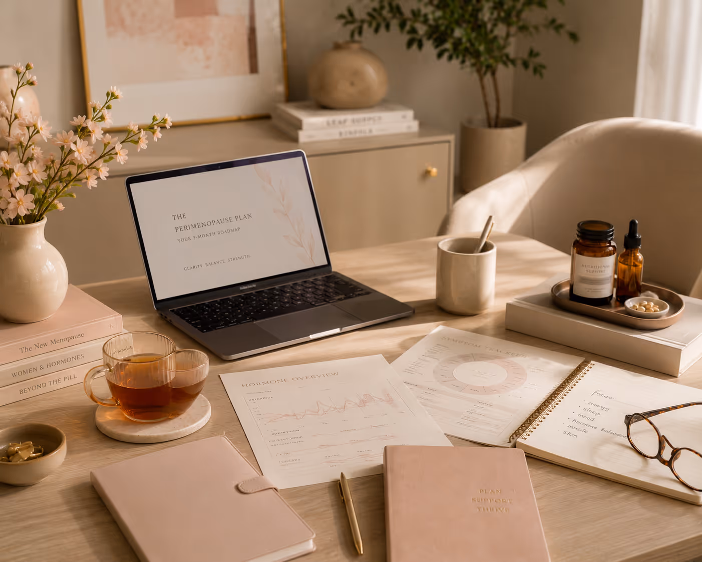 A structured three-month perimenopause program with comprehensive blood work, HRT education, and a personalized roadmap. In-person or virtual in Ontario.