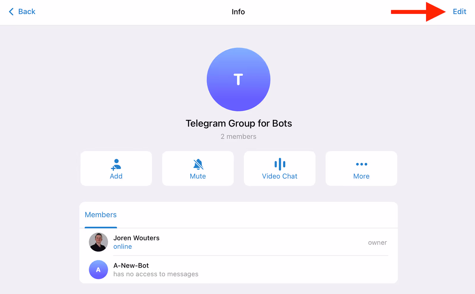 Edit your Telegram group