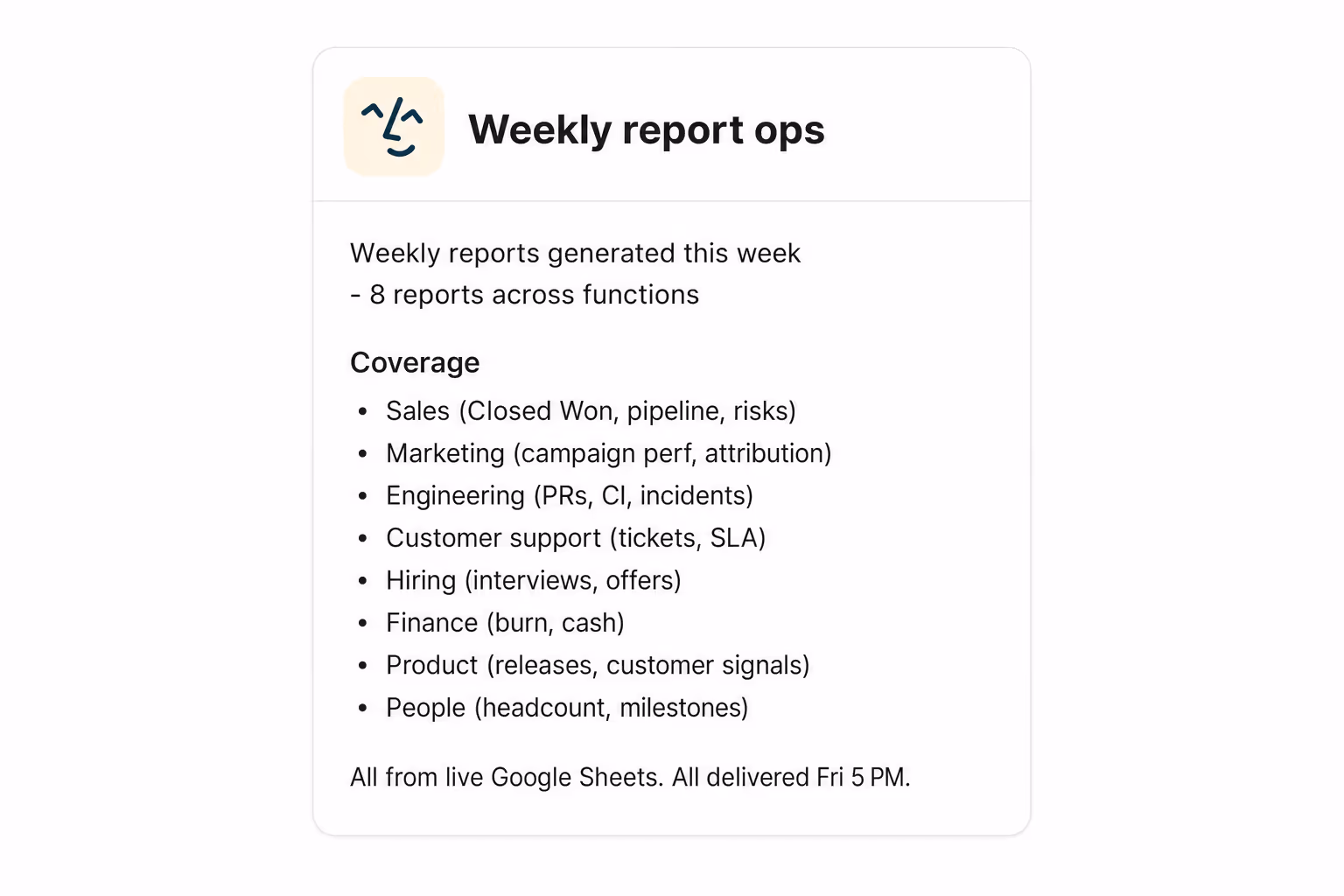 Weekly metrics ship reliably, every week