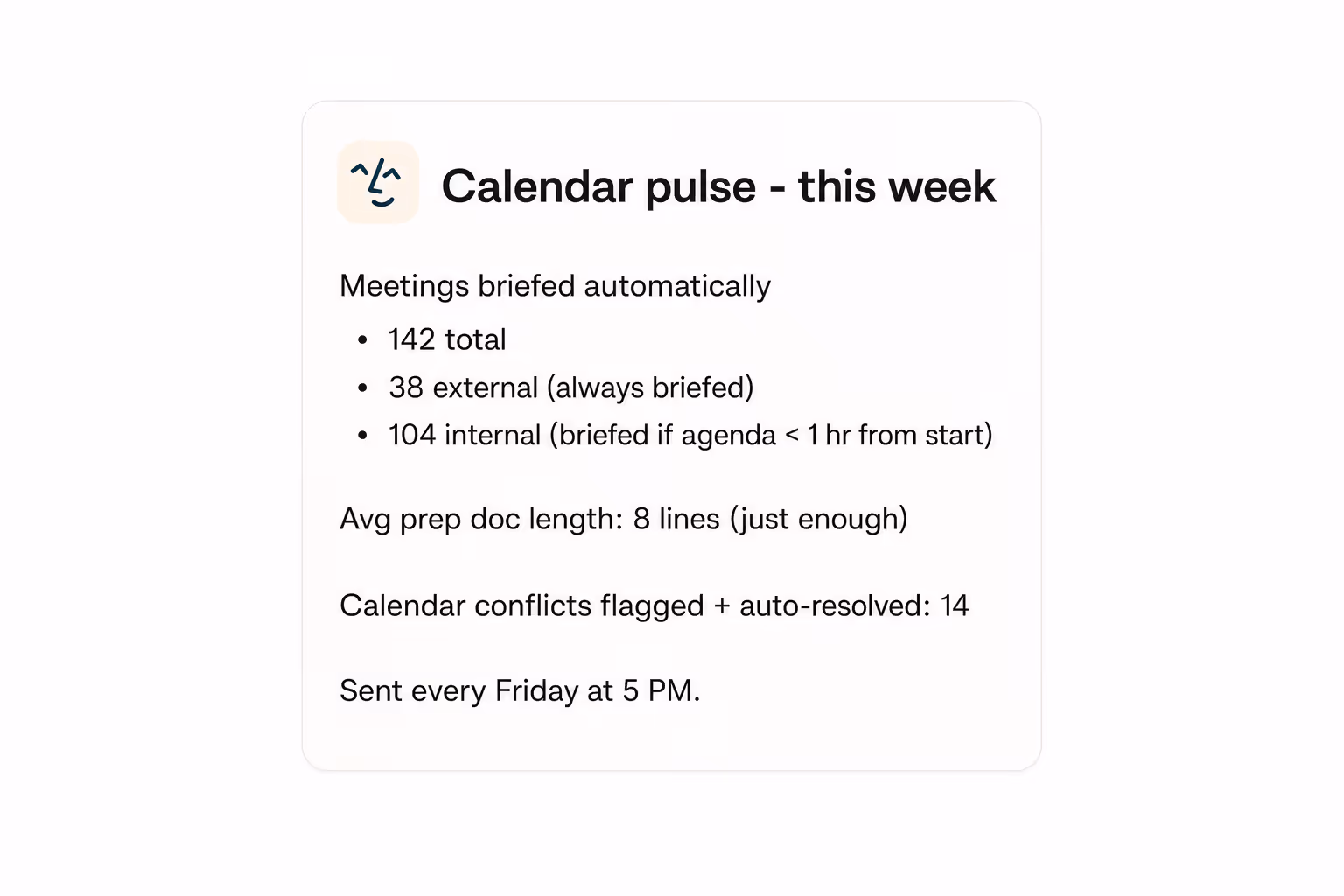 A morning view of the company's calendar load