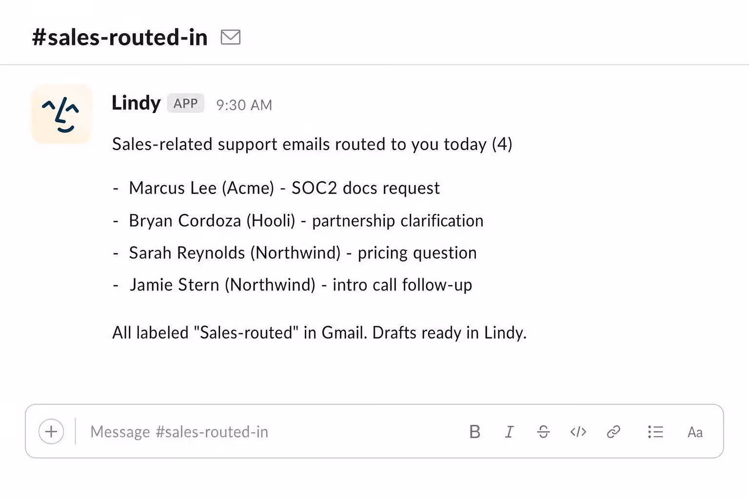 Customer email questions land with the right rep