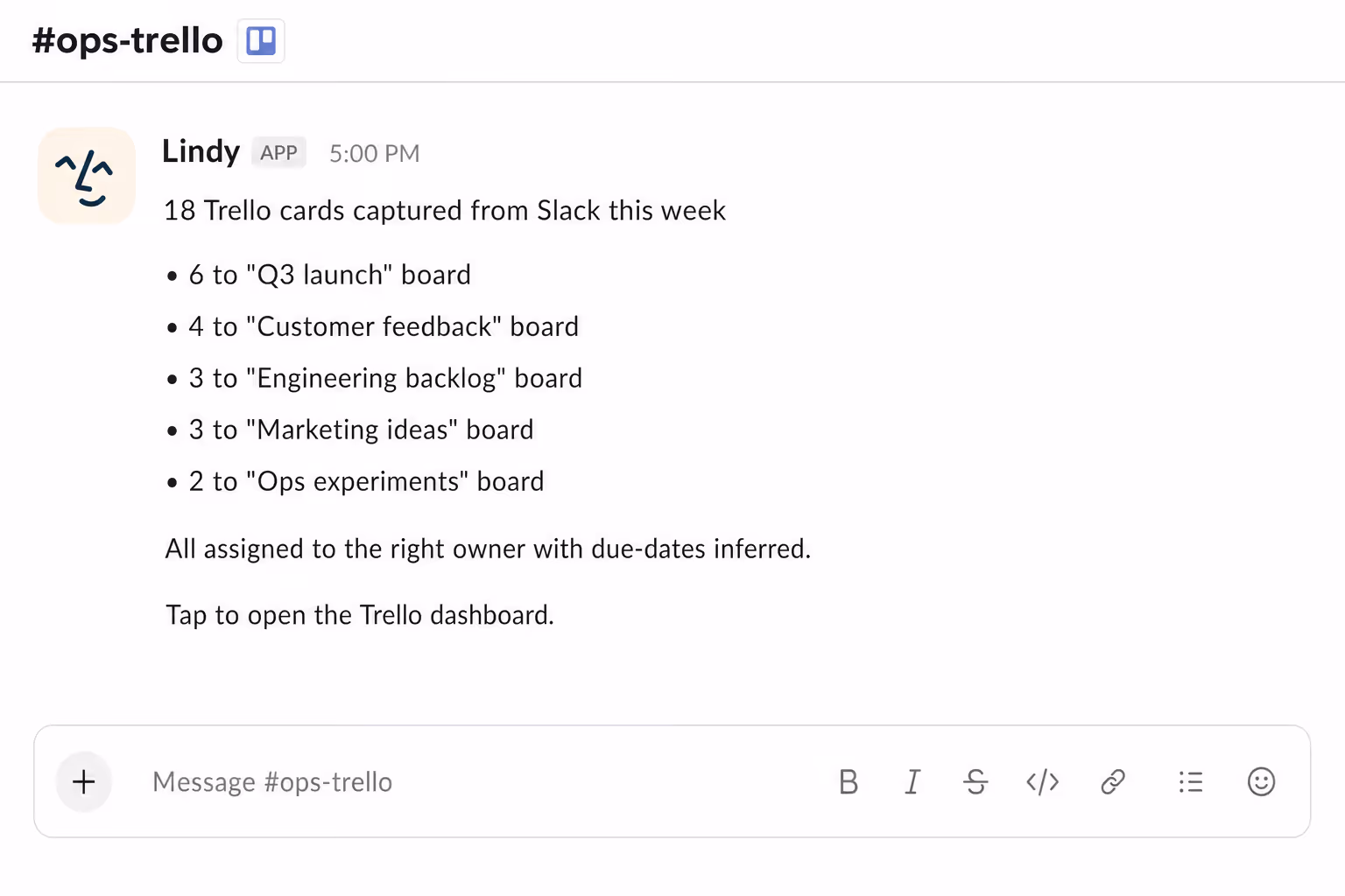 Work spotted in Slack lands on the board