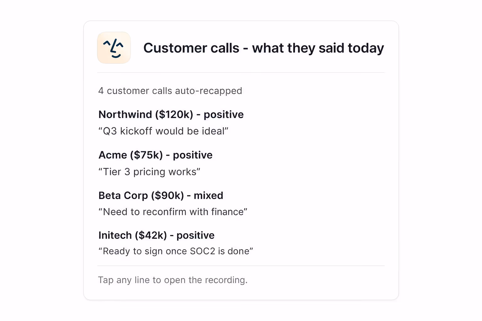 Capture every founder conversation