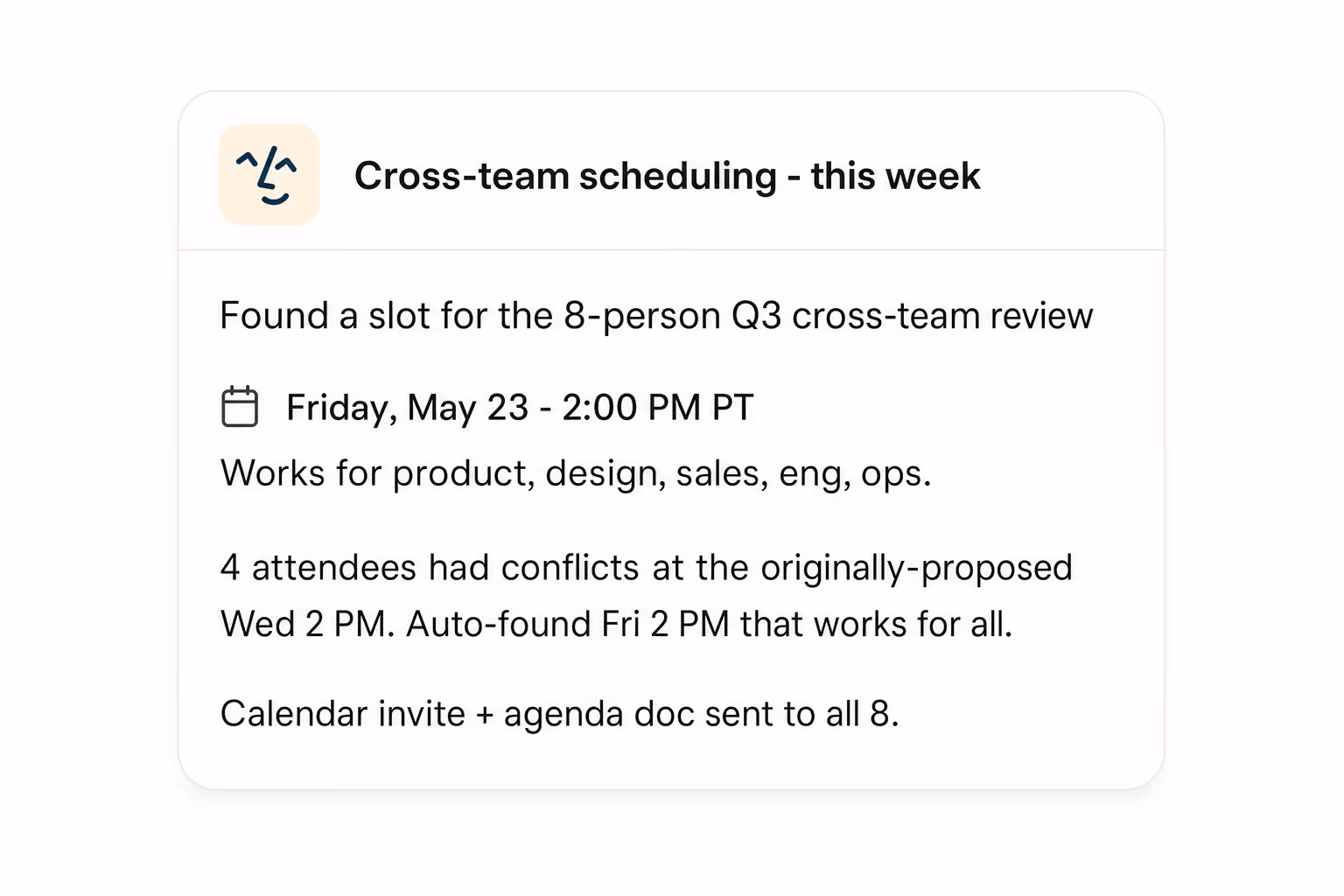 Cross-team scheduling without a coordinator