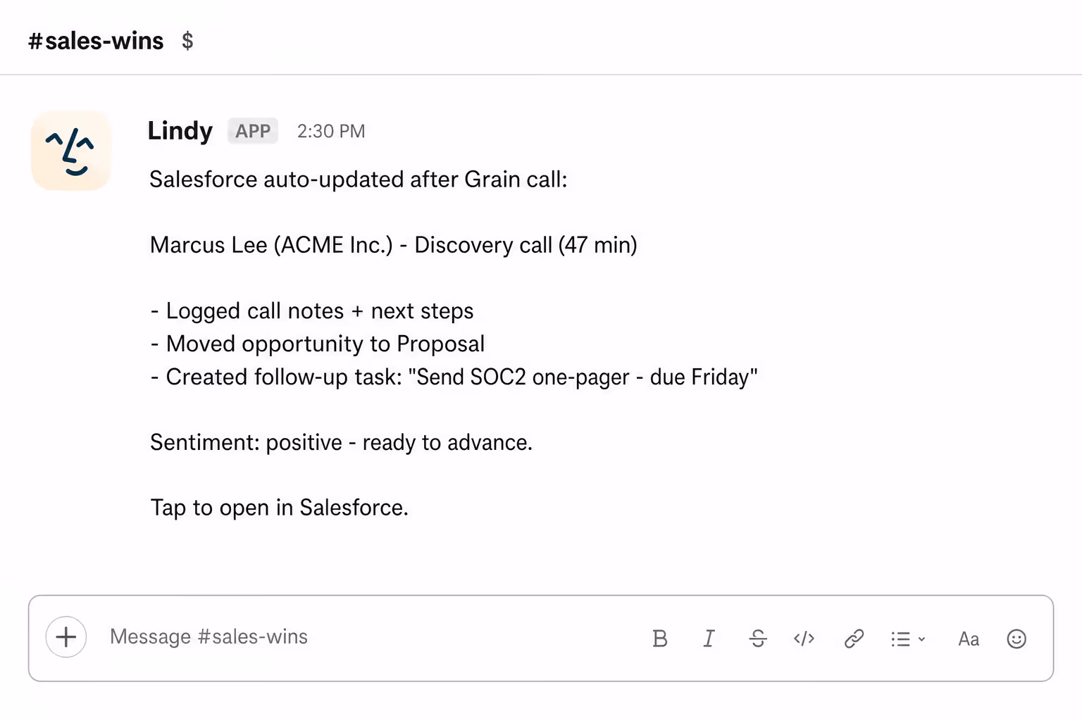 Every call updates the contact and pushes the deal forward