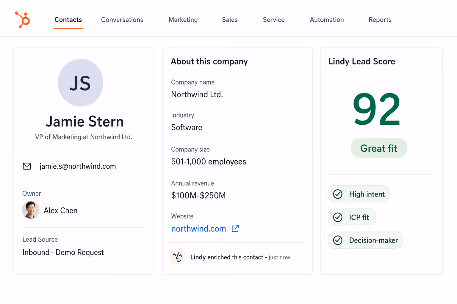 Every new lead is ready to call, not look up