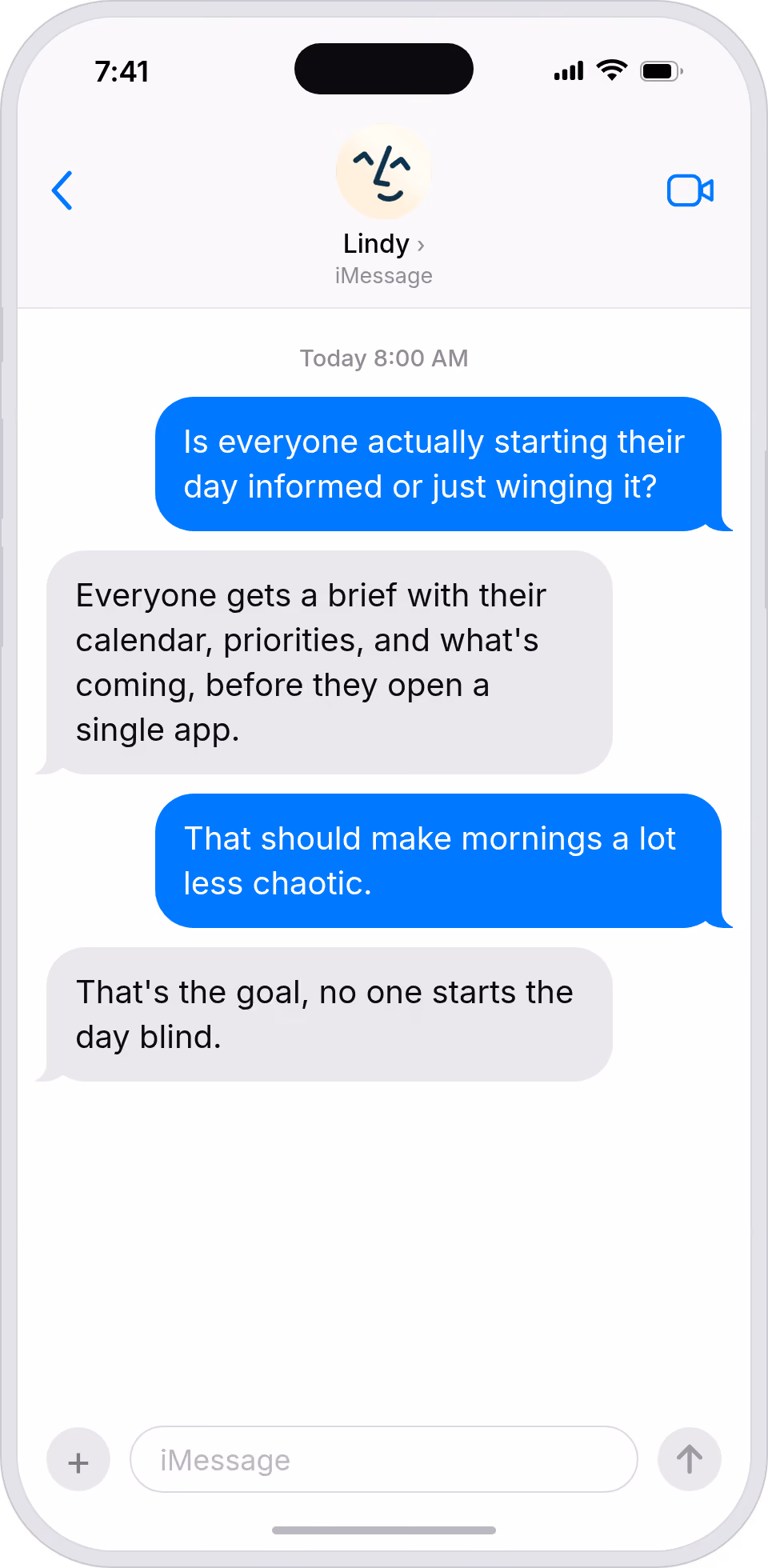 Your day, summarized before you sit down