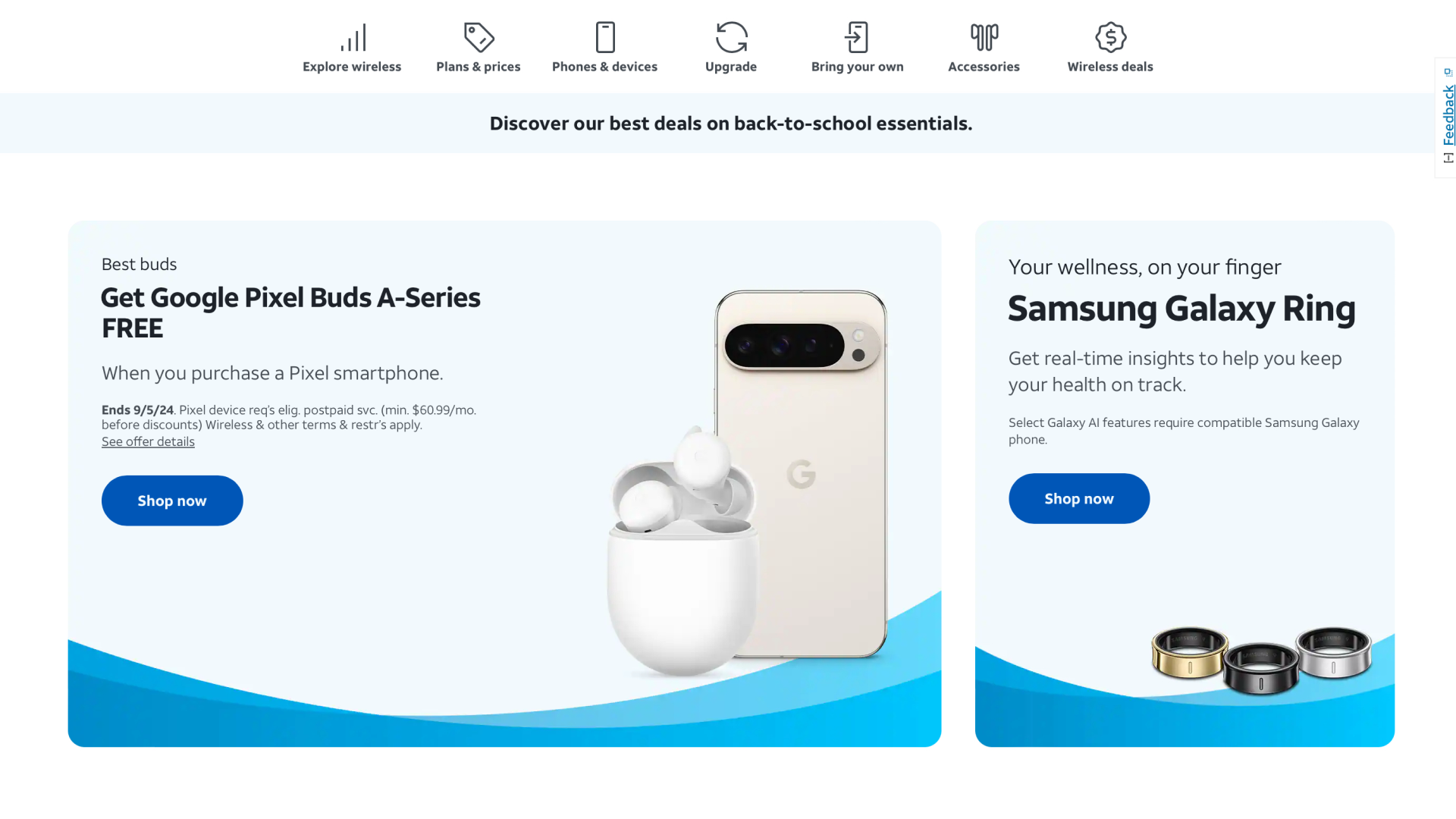 An accessories webpage on the AT&T website