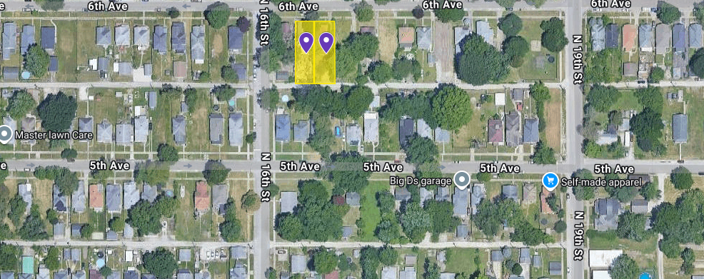 IN84-0045; IN84-0046 Double Vacant Land on 1605 6Th Ave, Terre Haute