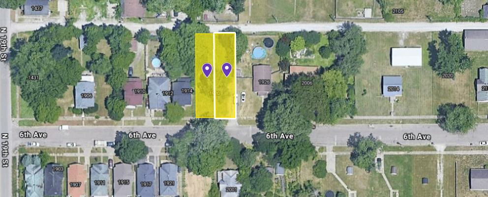 IN84-0027; IN84-0028 Double Vacant Land on 1920 6Th Ave, Terre Haute