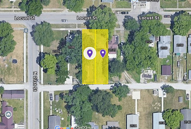 IN84-0071; IN84-0072 Double Vacant Land on 2113 Locust St, Terre Haute