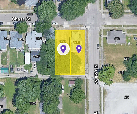 IN84-0056; IN84-0057 Double Vacant Land on 1469 Chase St, Terre Haute